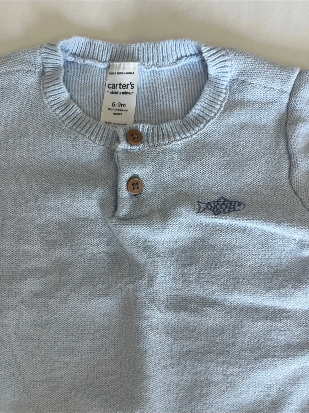 Carter's Light Blue Top with Navy & Light Blue Striped Knit Shorts